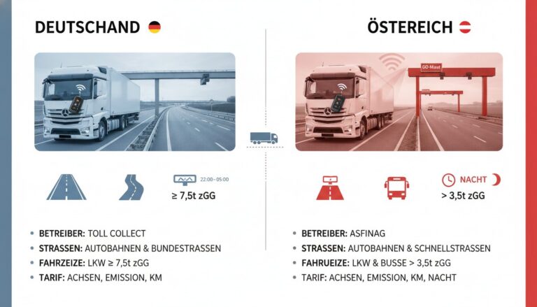 Lkw-Maut in Deutschland und Österreich: Die wichtigsten Unterschiede im Überblick