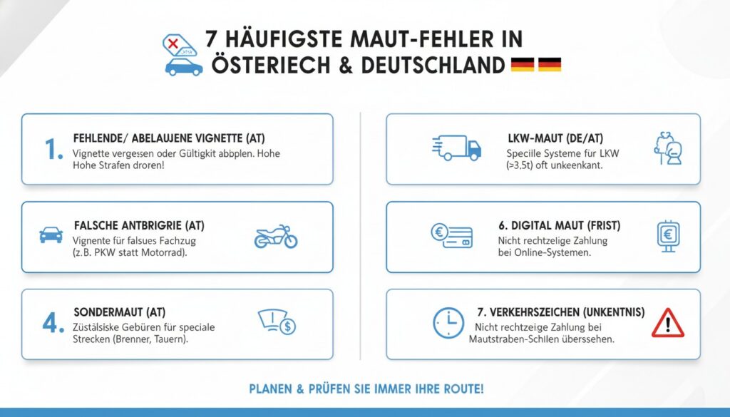 Die 7 häufigsten Fehler bei der Maut auf Reisen durch Österreich und Deutschland